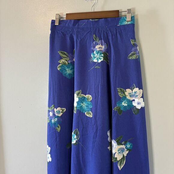 Vintage Southern Lady Midi Skirt Blue Floral Cottagecore Granny 80’s Med… - Picture 2 of 6